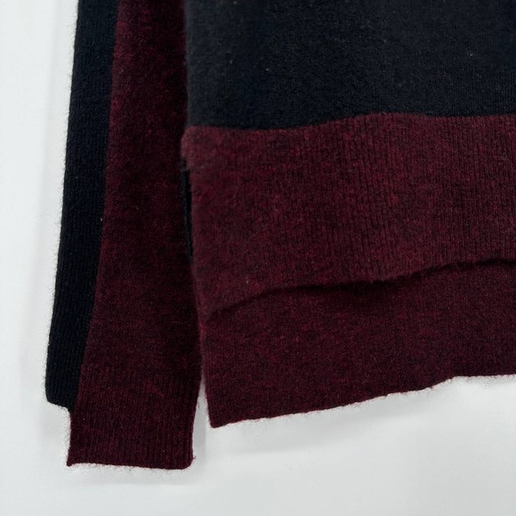 Veronica Beard Denisa Turtleneck Sweater Merino Wool Yak Blend Burgundy/ Black - Picture 7 of 13